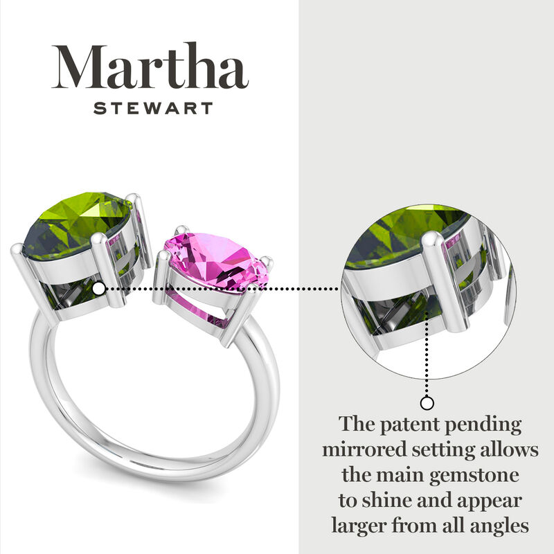 Martha Stewart 3 3/4ctw. Peridot & Pink Sapphire Two Stone Ring In Sterling Silver image number null